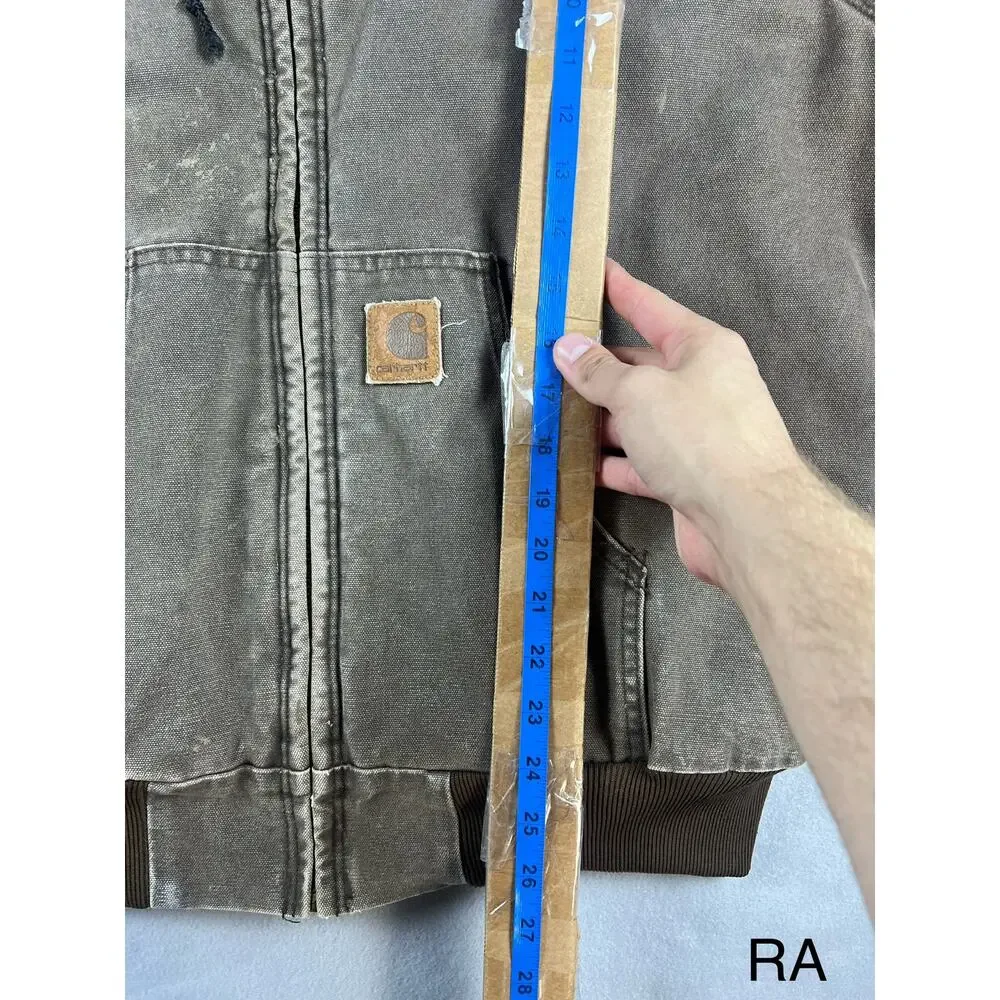 Vtg 90s Carhartt Active J06 Large Tall Regular Jacket Faded Hooded Brown Canvas